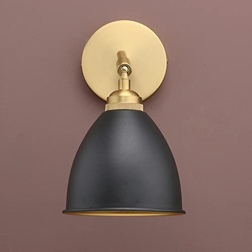 Yosoan Vintage Wall Sconce Bookcase Light, 2-Pack Dimmable Switch Industrial Mount Metal Fixture Lighting Lamp with 6.1" Oval Black Metal Shade in-Build Gold and 4.7" Antique Canopy Reading Light - Image 6