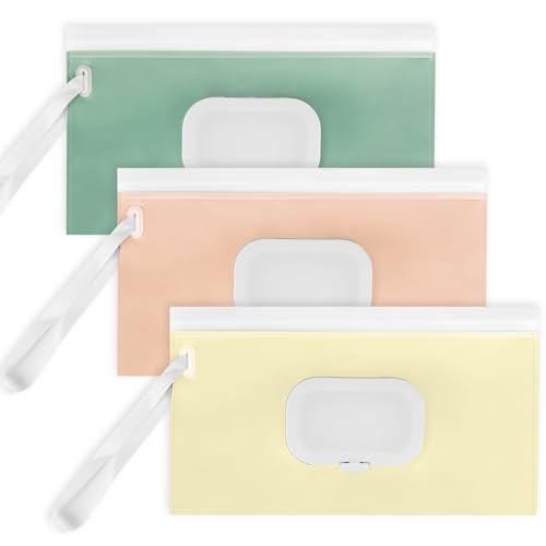 Image of Wipe Dispenser,3 Pack Baby Wipe Dispenser Reusable Portable Wipe Holder,Refillable Baby Wipes Container Waterproof and Dustproof,Wipe Holder for Diaper,Wet Wipe Pouch for Travel Outdoor Outing
