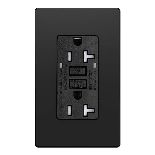 Black 20A Gfci Outlet Receptacle With Led Indicator, Non Tamper Resistant 20 Amp 125 Volt Screwless Wallplate Included Etl Listed (Gfci 20A Black 1Pack) #TOP28