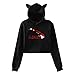 Produktbild AZXGGV Hawaii Scuba Dive Flag Women's Cat Ear Hoodie Casual Long Sleeve Revealed Navel Hooded Pullover M