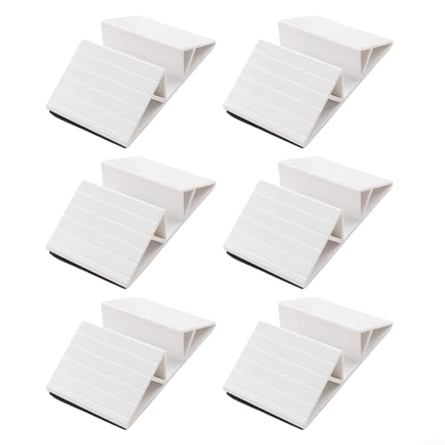 Pies de soporte para puerta de mascotas, soportes de refuerzo triangulares para vallas de madera para perros, estabilizadores autoadhesivos antivuelco, accesorios de barrera de plástico PP, blanco (6