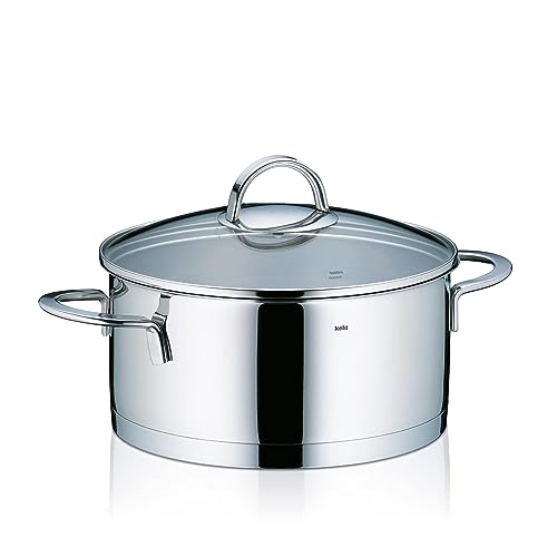 kela Bratentopf 20cm CAILIN Kochtopf Induktion 2,45 L, Edelstahl 18/10, Glasdeckel, Kochtopf klein, unbeschichtet