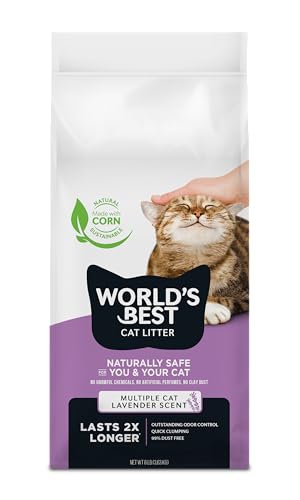 WORLD'S BEST CAT LITTER Multiple Cat Lavender Scented 8-Pounds - Natural Ingredients, Quick Clumping, Flushable, 99% Dust Free & Made in USA - Calming Fragrance & Long-Lasting Odor Control