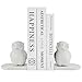 Book Ends Decorative, Owl Bookends White Bird Bookends for Shelves, Kids Rooms, Non-Skid Bookend, Heavy Duty Resin Book Stopper for Books, Decorative Holder, 9.05 * 3.7 * 4.72'' White