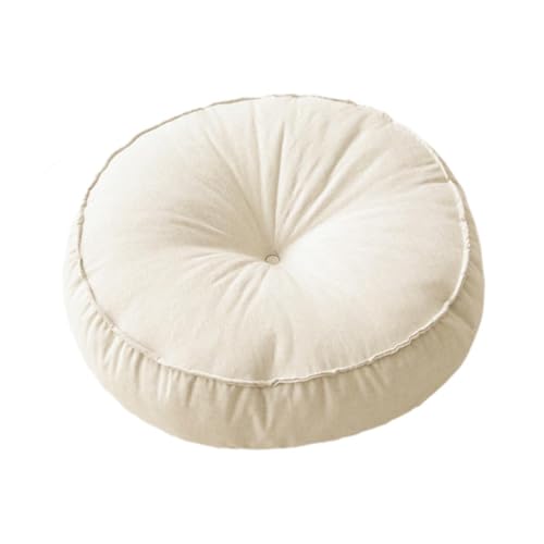 Viahsen Cojín Redondo para El Suelo, Cojín de Meditación Ligero Y Multiusos, Almohadilla para El Suelo para Adultos Y Niños, Beige, Individual