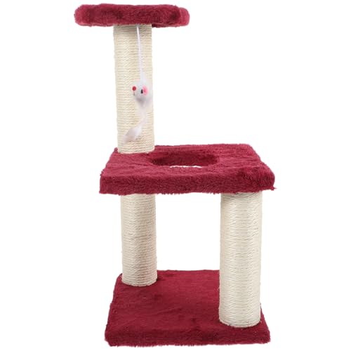 Rascador para gato Kisangel 3 capas con ratón color burdeos miniatura 1
