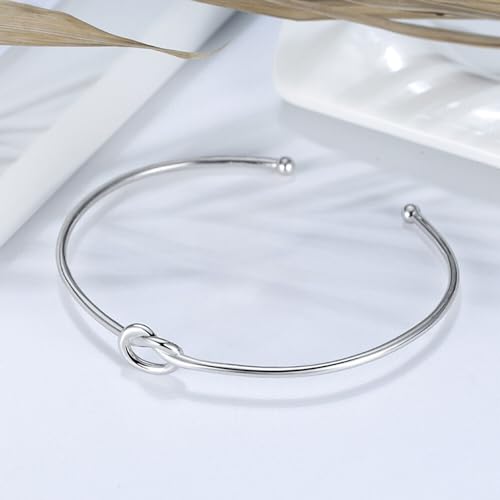 Ginger Lyne Collection Infinity Love Tie the Knot Bracelet for Women Bangle Sterling Silver Adjustable Open Stretch Fits Medium to Large Size Wrist Friendship Bridesmaids Gift2