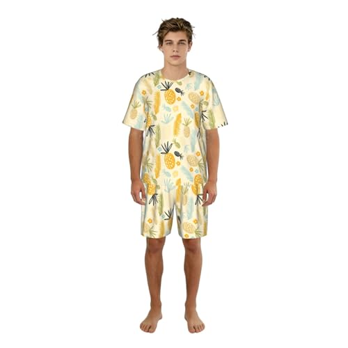 Pyjama short homme léger vêtement de nuit été imprimé