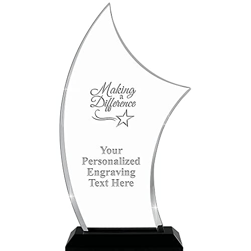 Crown Awards 10.25" H Pinnacle Making A Difference Acrylic Award - Personalized Presentation Trophy for Recognition, Includes Free Laser Engraving Prime
