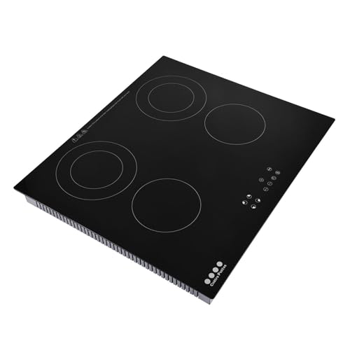 24 Inch Induction Hob Cooktop 4 Burners, 6800W Stove Top Burner 220-240V Countertop Induction Burner Ceramic Glass Portable Cooktop Vertical Design Simmer Steam Slow Cook Fry