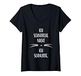 Damen Ich Schnarche Nicht Ich Schnurre - Schlafshirt Katzen Pyjama T-Shirt mit V-Ausschnitt