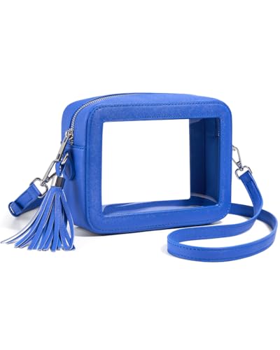 Unilily Clear Bag for Stadium Events, Clear Purse Stadium Approved Crossbody Bag for Concerts Sports Festivals Events Women Men, Pure Blue