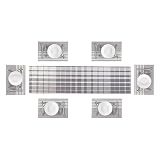 QUILTINA Washable Waterproof Placemats and Long Table Runner Set of 7 for Kitchen Dining Table, Wipe