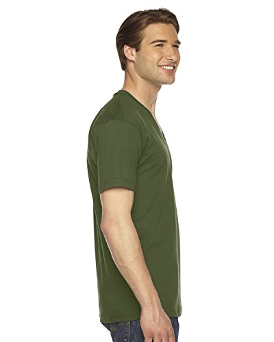 American Apparel Unisex Fine Jersey Short Sleeve V-Neck, Olive, X-Large #TOP2