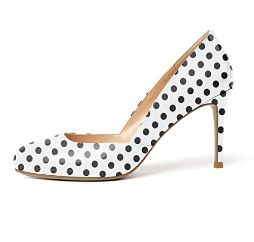 YODEKS Women's High Heel Pumps, Round Toe Slip on, D'Orsay for Work Casual Daily Life Party Dress Shoes2