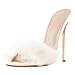 Richealnana Women's Pointed Toe High Heels Slip On Mules Open Toe Fashion Fur Sexy Slipper for Casual Party Heeled Sandals White Size10