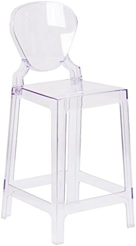 Miniatura 2 de Home Square Taburete de mostrador de fantasma de 25 pulgadas en cristal transparente, juego de 2