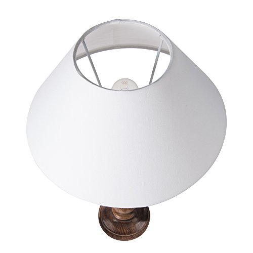 Image of Homesake Classic Twister Wooden Table Lamp with Fabric Shade | Handcrafted Bedside Lamp with E27 Holder| Bulb Included |Warm Light Night Lamp for Bedroom, Living Room, Study & Home Decor, Beige