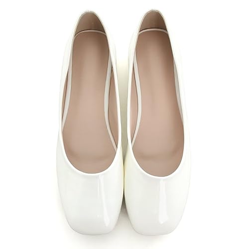 Image of ChaiRong Zhou Women Square Toe Ballets Flats Comfort Slip On Walking Shoes for Driving