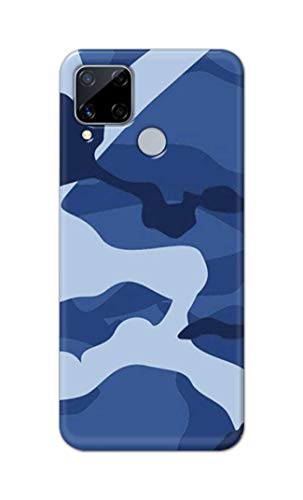Image of Printed Hard Back Cover Case for Realme C15 Back Cover (Army Blue Pattern) -1302