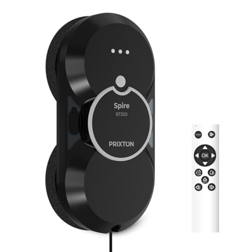 PRIXTON - Robot Limpiacristales BT300-2800 Pa - Automático y Manual - Mando a Distancia - Almohadillas de Recambio