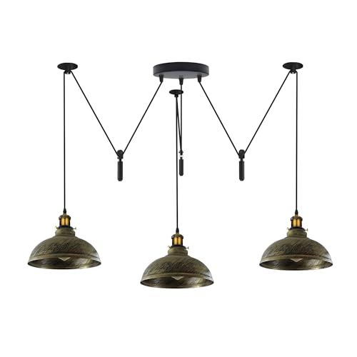 Suspension industrielle LEDSone avec 3 têtes réglables, système de poulie, construction métallique durable, cordon réglable de 200 cm, idéale pour les...