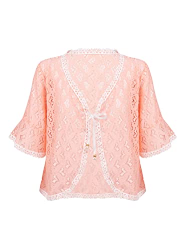 Aislor Kid Girls Ruffle Middle Sleeve Hollow Floral Lace Bolero Cardigan Shrug Wedding Party Flower Girl Dress Cover up