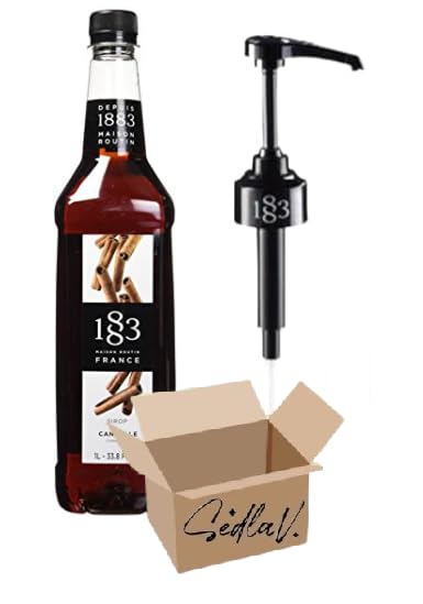 SEDLAV Bundle 1883 Maison Routin Cinnamon Syrup, Cinnamon Flavor, 1 Liter with Pump (Pack of 2)