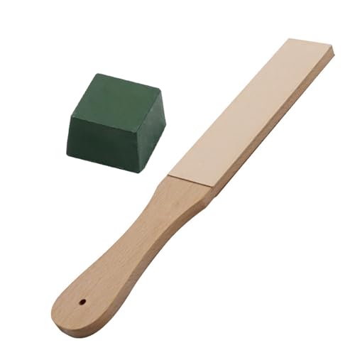 Ieron Leather Strop Kit (280 mm x 40 mm) with 33g Polishing Paste and Scraper Block for Precision Sharpening and Honing of Knives and Cu-tting Tools