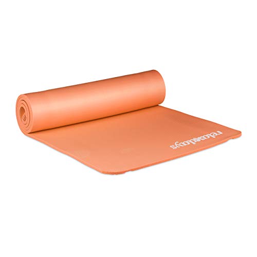 Relaxdays Yogamatte, 1 cm dick, für Pilates, Fitness, gelenkschonend, mit Tragegurt, Gymnastikmatte...
