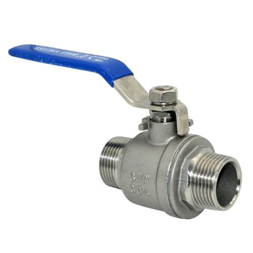 Megairon Stainless Steel 304 Full Port Ball Valve With Blue Vinyl Handle, Npt Male X Male Thread Shut Off Ball Valve,Heavy Duty For Water,Oil,And Gas  thumb #1