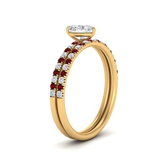 Image of Choose Your Gemstone Pave Petite Ring with Matching Wedding Band Yellow Gold Plated Heart Shape Wedding Ring Sets Minimal Modern Design Birthday Gift Wedding Gift US Size 4 to 12