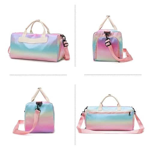 Waterproof Oxford Travel Duffel Bag With Shoe Compartment Lightweight, Durable Versatile For Gym, Yoga(Pink)3