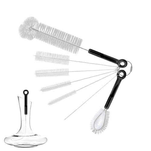 Plumas de biberón para la limpieza - Herramientas de limpieza del fregadero de cocina, juego de cepillos de botella de 7 piezas | Exfoliante de tubo plegable para frascos de cuello estrecho, tirame