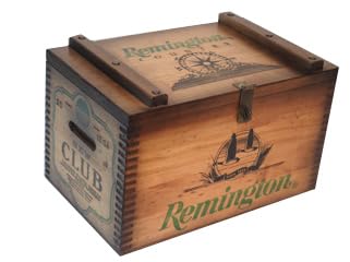 VINTAGE EDITIONS REMINGTON WOODEN AMMO BOX, ANTIQUE BROWN