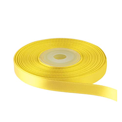 Image of Solid Color Double Faced Yellow Satin Ribbon 3 /8 inch X 25 Yards, Ribbons Perfect for Crafts, Wedding Decor, Bow Making, Sewing, Gift Package Wrapping and More