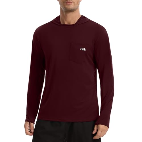 Image of BASSDASH Men's UPF 50+ Fishing Hoodie Shirts with Chest Pocket Lightweight UV Sun Protection Long Sleeve Hiking Sports FS34M