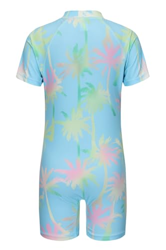Image of Girls One Piece Rash Guard Swimsuits for Kids UPF 50+ Sun Protection Short Sleeve Swim Shirt
