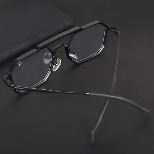 Image of Hexagon Round Sunglasses Metal Frame Stylish Goggles For Men's and Women's