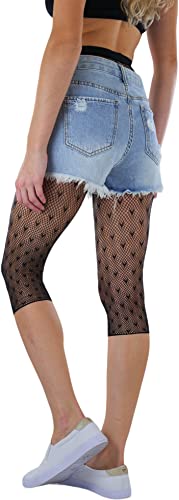 Image of ToBeInStyle Women's Single Floral Lace Fishnet Tights Footless & Stirrup Design