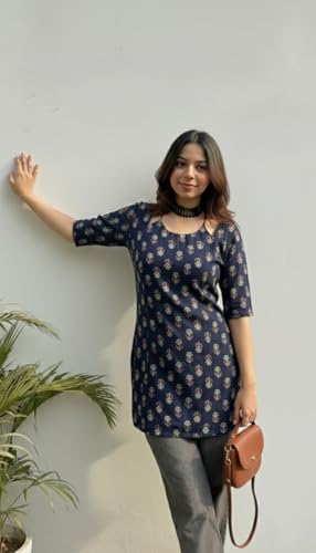 Image of ANNI Designer Cotton Short Kurti for Women | Stylish Kurti | Short Kurti Top | Casual Kurta for Women | Comfortable Cotton Kurtis for Womens