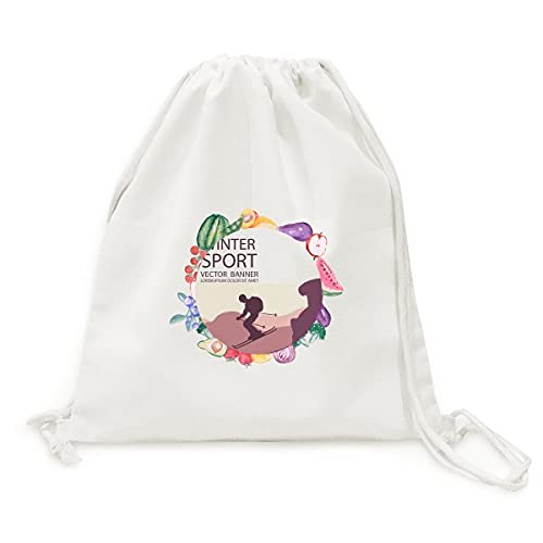 Sac en tissu pliable ski pour fruits et légumes à sangle coulissante