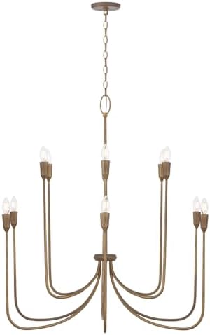 Capital Lighting 456801MZ Marley Grand Chandelier with Unique Curvature Arms, 12-Light 720 Total Watts, 39" H x 40" W, Mystic Bronze