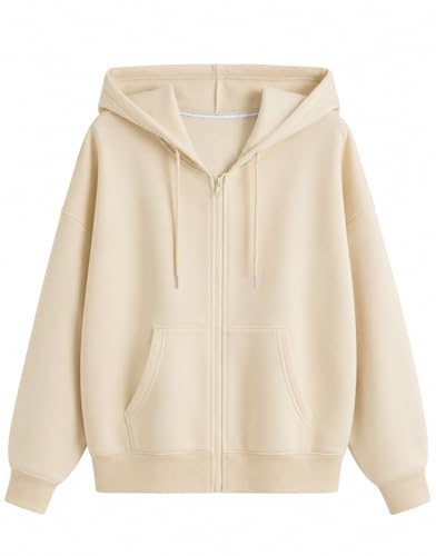 Image of Rabboni Women's Solid Zip-Up Hoodie Jacket | Full Sleeve Hooded Sweatshirt with Kangaroo Pockets | Casual Winter Wear Hoodie for Women