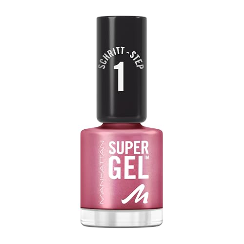 Manhattan Super Gel Nagellack – Gel Maniküre Effekt ganz ohne UV Licht – Roséfarbener Nail Polish mit bis zu 14 Tagen Halt – Farbe Pretty Rose 285 – 1 x 12ml