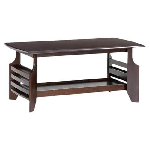 Image of Royaloak Muar Malaysian Wooden Coffee Table | Natural Finish | Elegant Beveled Top Design | Sturdy Wooden Legs| Solid Wood Veneer Top | Bottom Shelf | Coffee Table for Living Room | Coffee Table