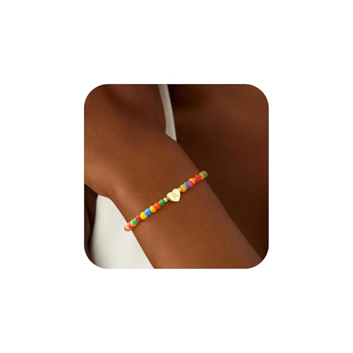 Colorful Initial Bracelets for Girls Women Kids - Teen Girls Gifts Trendy Beaded Initial Bracelet Dainty Letter Gifts Choker Bracelet for Girl Jewelry