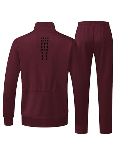 Men's Tracksuit 2 Pieces Set Full Zip Athletic Sports Set Long Sleeve Lightweight Jogging Sweatsuit Outfits3