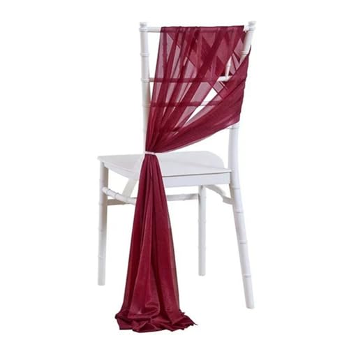 20 x 275 cm Tulle Fabric Chair Decoration Tulle Chair Bows Wedding Chair Decoration Tulle Chair Sashes Bows Chiffon Decorative Fabrics for Wedding Party Christmas Burgundy Red 1 Piece