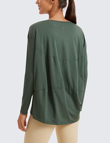 Image of CRZ YOGA Long Sleeve Workout Shirts for Women Loose Fit-Pima Cotton Yoga Shirts Casual Fall Tops Shirts